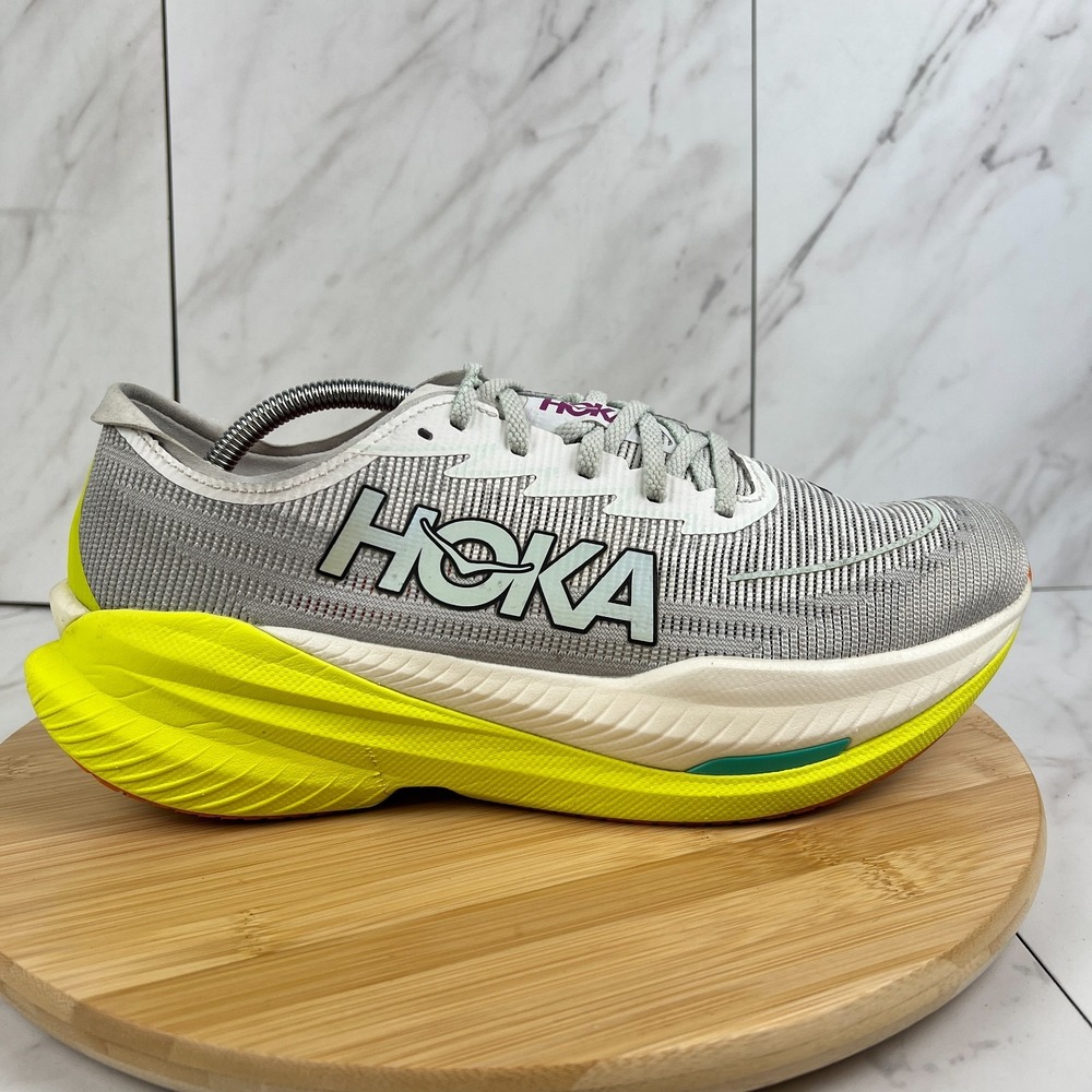 Hoka One Mach X 2 Mens Size 12 D Frost Citrus Running Sneakers Shoes 1155119 FCF